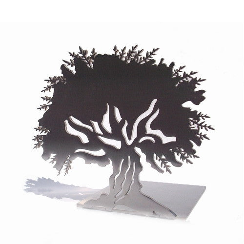 Olive Tree Bookend - Stainless Steel metal art bookend from Israel -- joyart gallery - 2