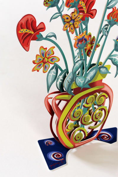 Spiral Vase - metal artwork of flowers - joyart gallery - 3